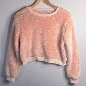 Luna Tuccini Peach Fuzzy Crop Knit Sweater size S